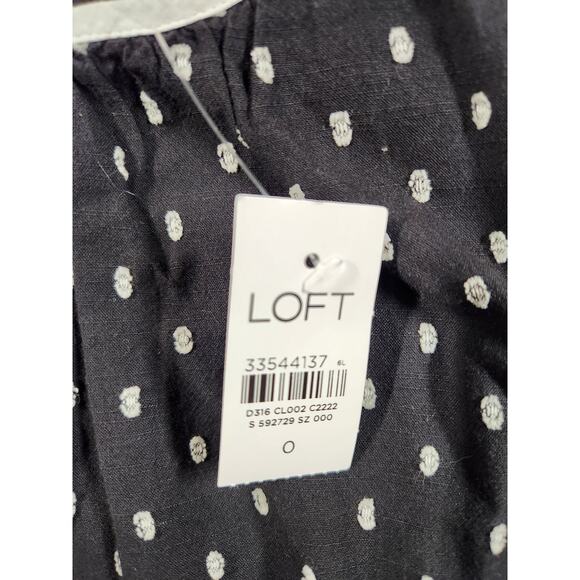 LOFT Womens Flounce Dress Swiss Dot Print Short Sleeve Back Zip Size 0 NEW NWT - Picture 4 of 10